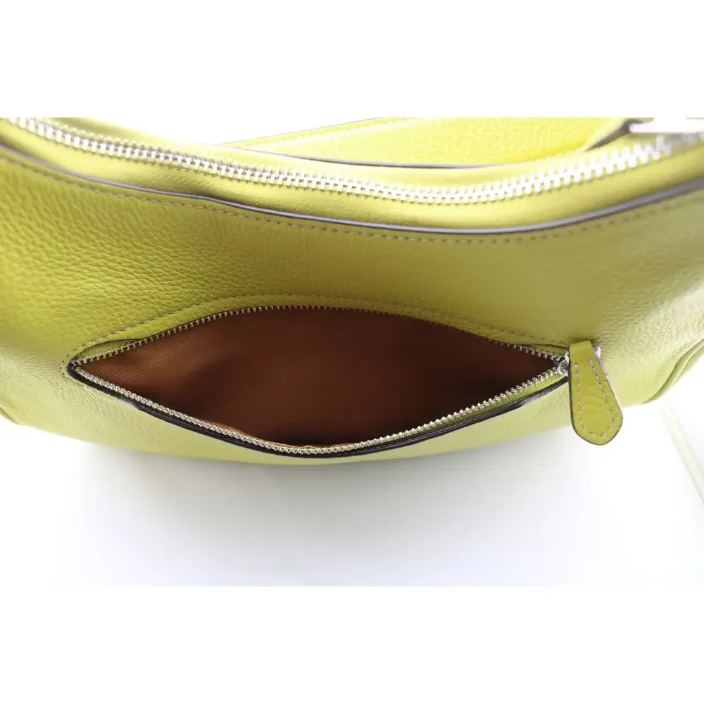 COACH Teri Hobo Pebble Leather Shoulder Bag w/Crossbody Strap - Key Lime Green